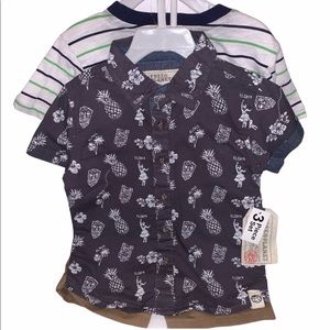 3 piece 3T set: button down shirt, tee, shorts